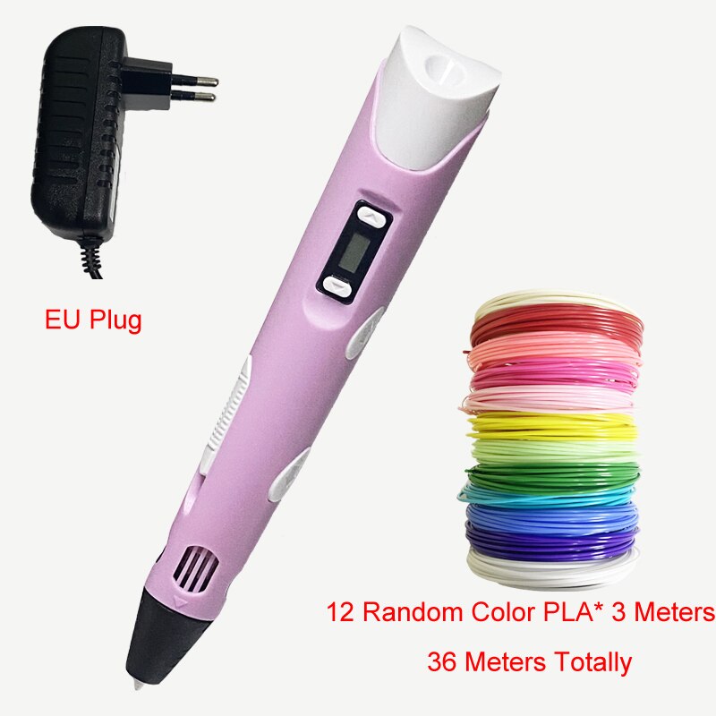 3D Printing Pen 3D Pen OLED Display With 12 Color PLA/ABS Filaments 3D Drawing Printer For Kids/Adults Creative Design Drawing