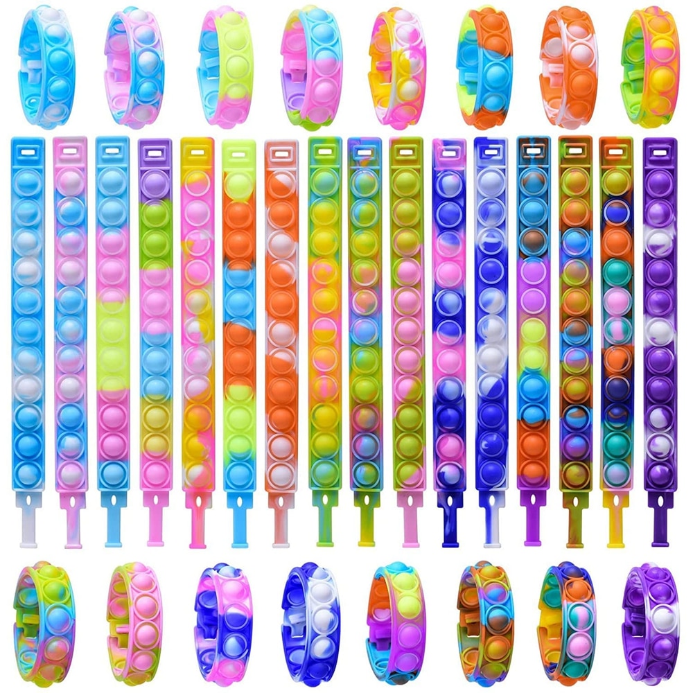 32Pcs Pop Bracelet Fidget Toy Wearable Fidget Bracelets Push Poping Bubble Sensory Stress Relief Toys for Kids Adults