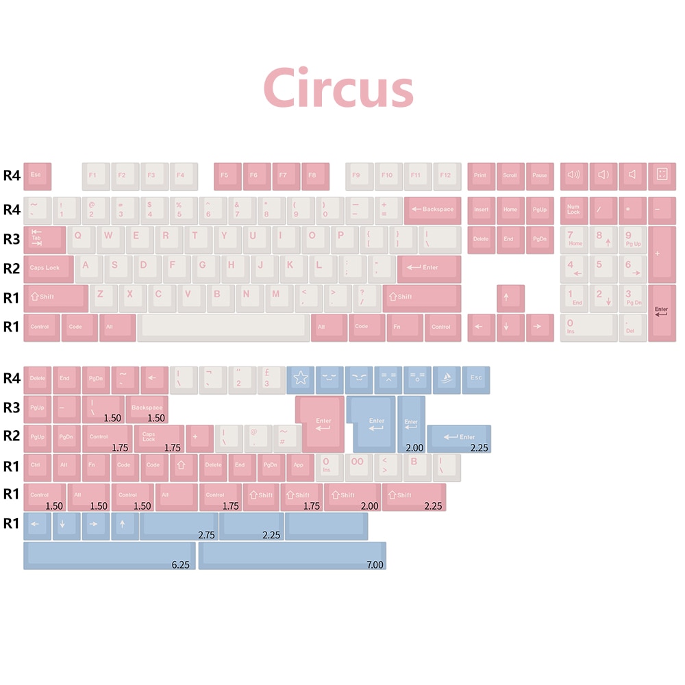 KBDiy GMK Keycap Clone Arctic Red Samurai 8008 WOB Rome Circus Cherry Profile MX Double Shot ABS Keycaps for Mechanicla Keyboard