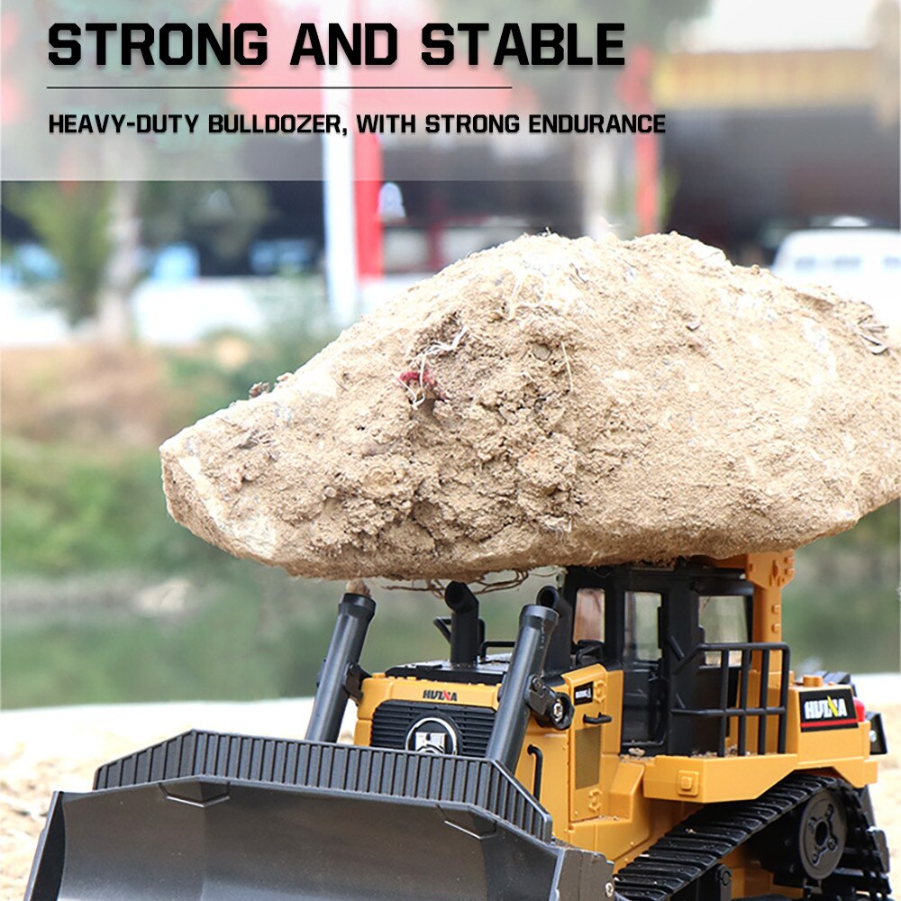 HUINA 1:16 1569 Remote Control Truck 8CH RC Bulldozer Machine on Control Car Toys for Boys Hobby Engineering New Christmas Gifts