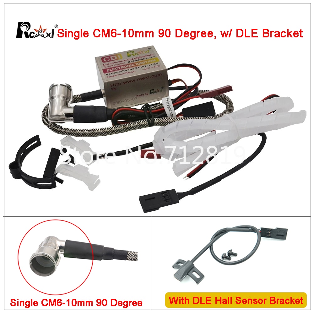 Rcexl Ignition CDI CM6-10mm 90 Degree Spark Plug DA DLE Gas Petrol Engine Rc Airplane for DLE20/DLE30/DLE55/CRRCpro GP26R/GP50R
