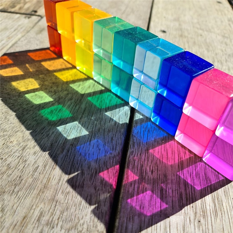 Acrylic Cubes Blocks Gem Blocks Kids Learning Color Light & Shadow Transmission Stacking Toys Baby Montessori Educational Toys