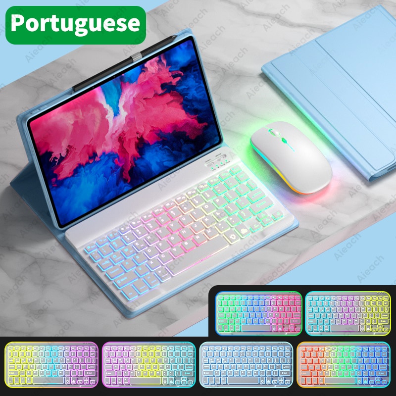AIEACH Keyboard Case For Lenovo Tab P11 Pro P11 Plus P12 M10 3rd gen Case Bluetooth Keyboard Mouse Cover For Xiaoxin Pad 2022