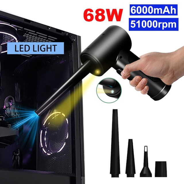 REESIBI 7500mAh 90W Cordless Electric Air Duster Rechargeable Dust Blower 90000 RPM Powerful Compressed Air Cans for PC Keyboard