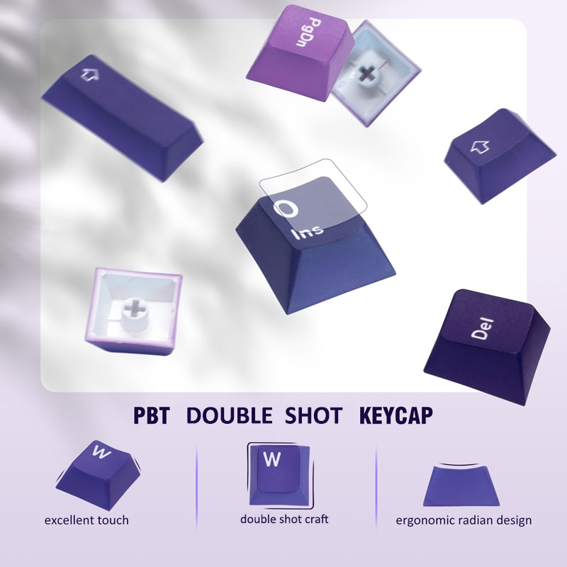 132 Keys PBT Keycaps Cherry Profile Purple Double Shot Set for Mechanical Gamer Keyboard For GK61 Anne Pro 2 Gateron Switches
