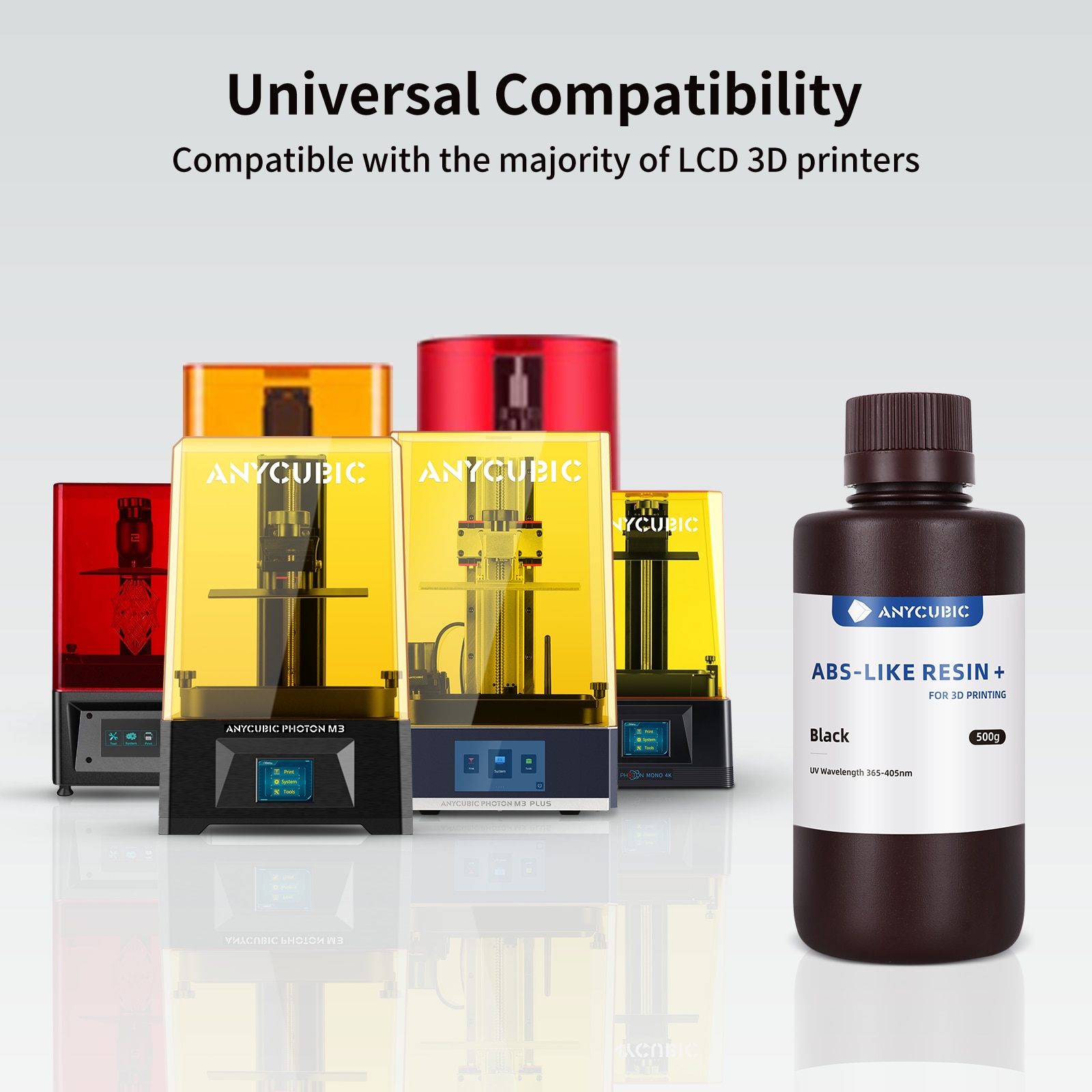 New 2 pieces/lot ANYCUBIC ABS Like+ UV Curing 405nm Standard Photopolymer Resin ABS 3D Resin High Precision for LCD