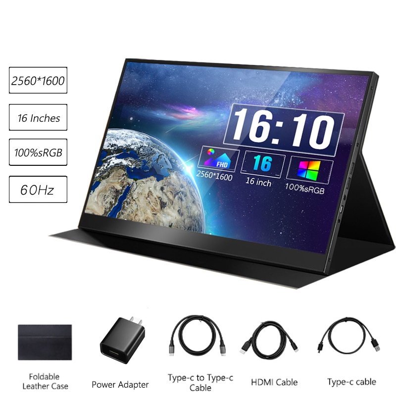 16 Inch 2.5K 144Hz Gaming Portable Monitor Touch LCD USB C HDMI Gamer Secondary Screen Swtich PS5 Smartphone Game PC Computer