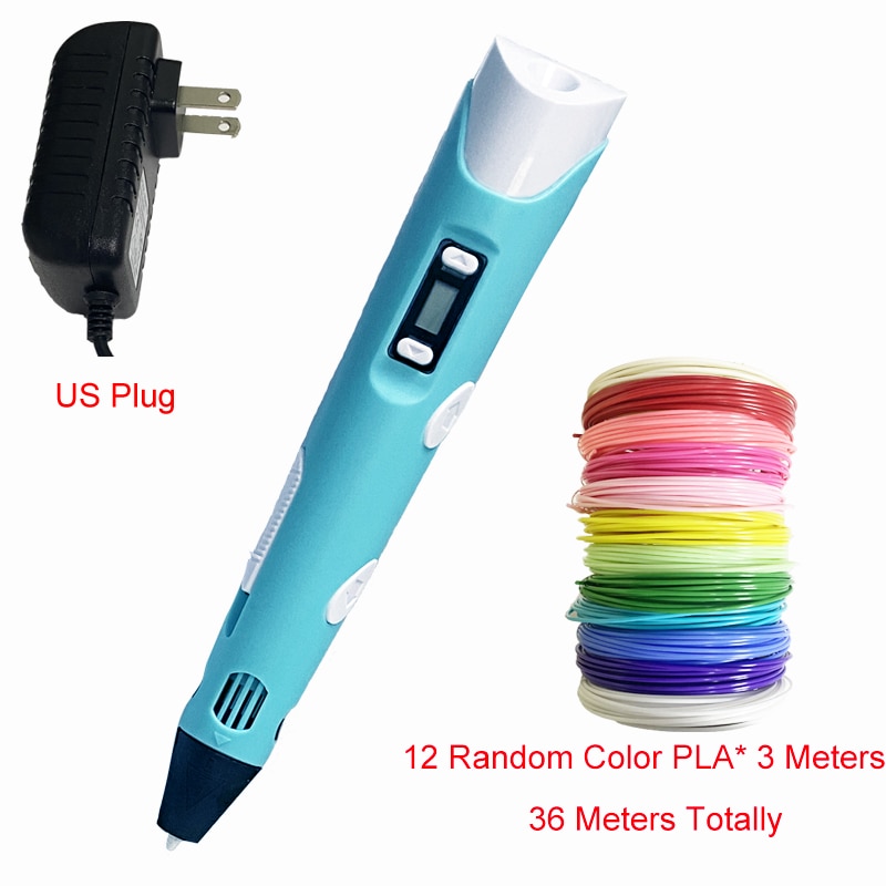 3D Printing Pen 3D Pen OLED Display With 12 Color PLA/ABS Filaments 3D Drawing Printer For Kids/Adults Creative Design Drawing