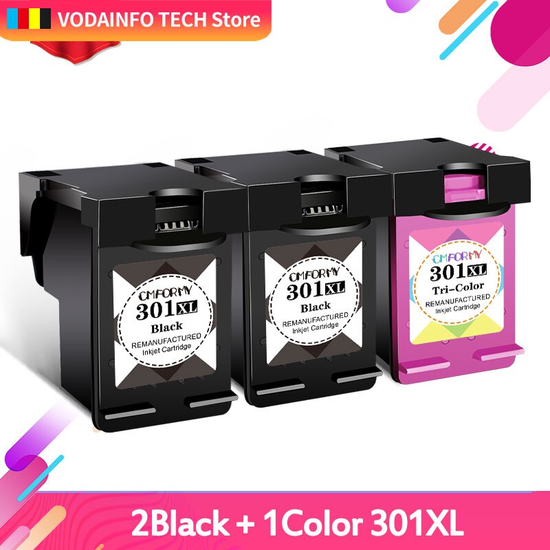 Royek Re-manufactured Ink Cartridge Compatible for HP 301 301XL INK DeskJet 1050 2050 3050 2150 1510 2540 Printer Full