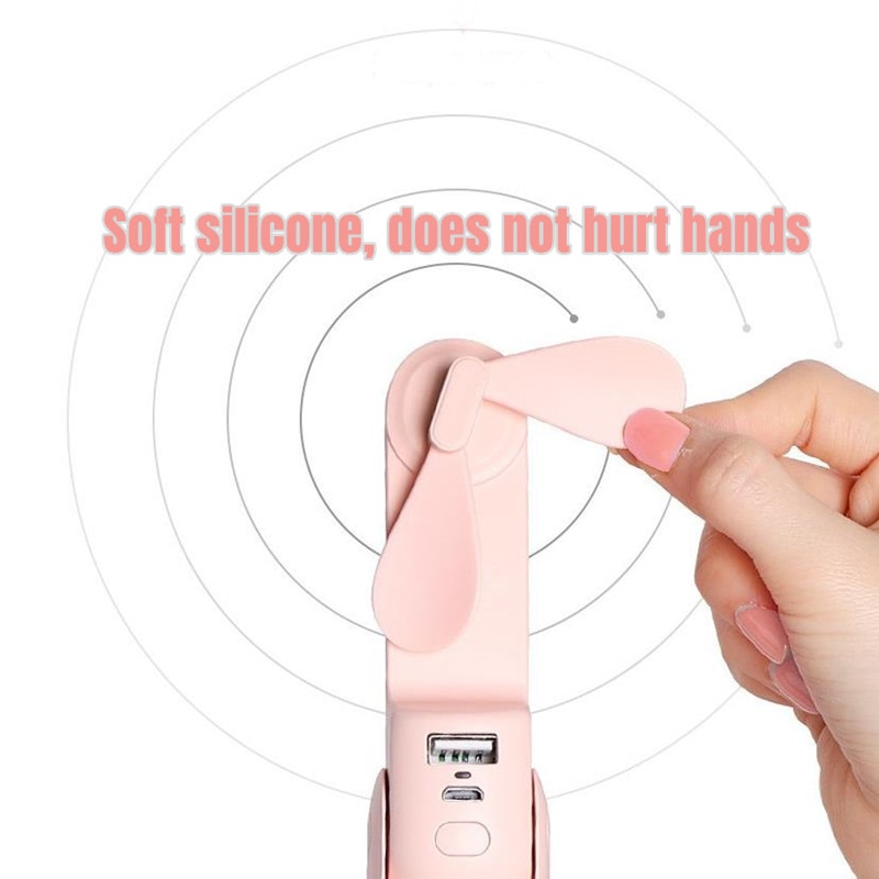 Mini Portable Usb Fan Handheld Electric Fans Rechargeable Silent Pocket Cooling Hand Eventail With Light