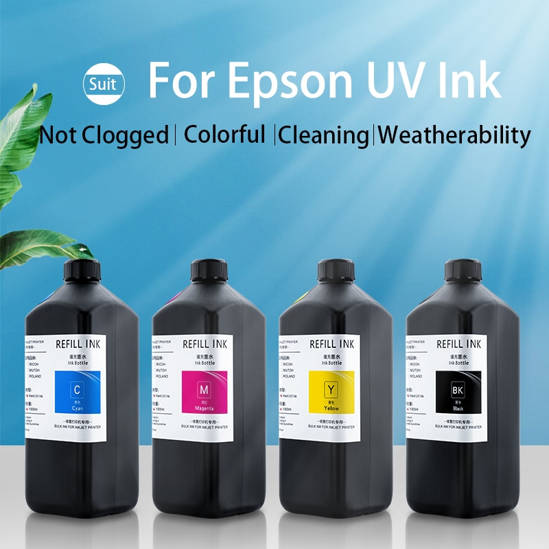 1000ML UV Curing Ink For Epson XP600 TX800 XP-600 TX-800 L800 L805 L1800 R290 R300 1390 1400 1410 1430 DX5 DX7 DX10 UV Printer