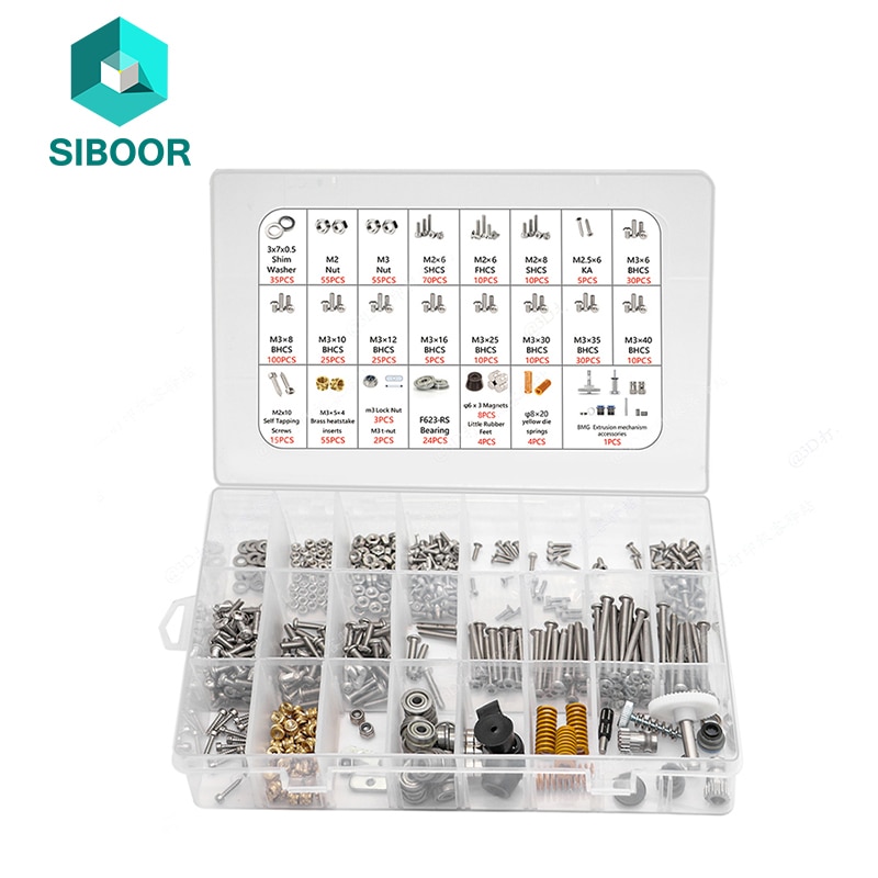 Siboor Complete Fastener Kit For Voron 0.1 3D Printer V0.13D Printer Machine DIY Project Fasteners Screws Nuts Full Kits V0.1