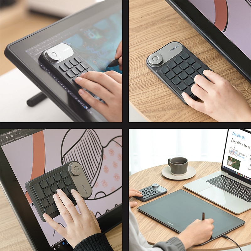 HUION KD100 Keydial Mini Keyboard for Graphics Drawing Tablet Multifunction Wireless Digital Keyboard Keypad 18 Shortcut Keys