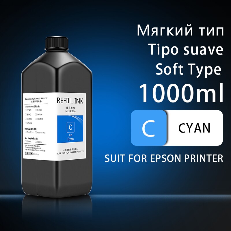 1000ML UV Curing Ink For Epson XP600 TX800 XP-600 TX-800 L800 L805 L1800 R290 R300 1390 1400 1410 1430 DX5 DX7 DX10 UV Printer