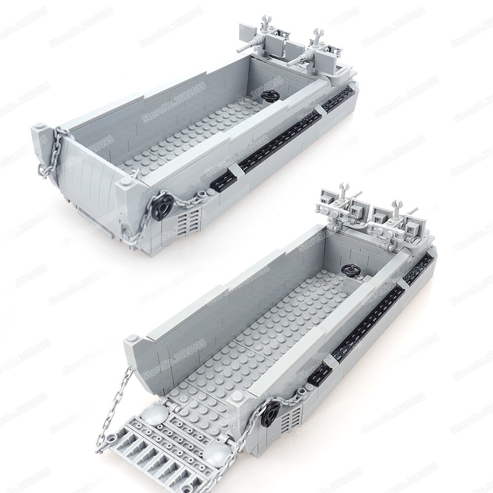 Military US LCVP Landing Craft Building Block WW2 Soldier Figures Weapons Landing Battle Special Army Model Child Gifts Boy Toys