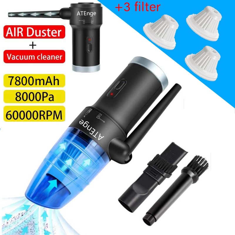 Cordless Air Duster & Vacuum Cleaner for Car 2-in-1,Handheld Electric Air Blower,Powerful Cleaning for Computer Keyboard Sofa