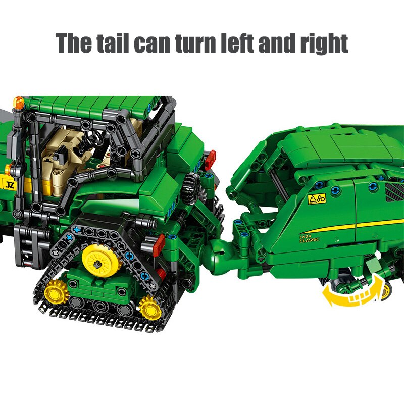 Technical 1404pcs Farm John Deere Harvester Machine Building Blocks MOC Mechanical Tractor Bricks Toys Gifts For Children Adult