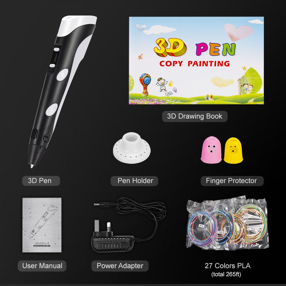 SMAFFOX 3D Pen SMA-1plus With 24 Colors 48 Meter PLA Filament,Professional Printing Pen,6 Speed Level ,Temperature Adjustable