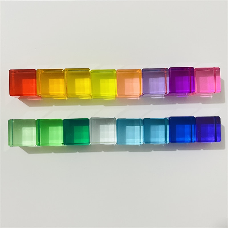 Acrylic Cubes Blocks Gem Blocks Kids Learning Color Light & Shadow Transmission Stacking Toys Baby Montessori Educational Toys