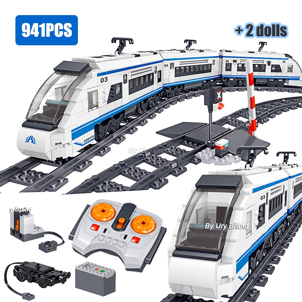 941PCS Technical RC High Speed Train Model Electric Power Battery Motor Parts Remote Control  Building Blocks Toys for Kids Boys