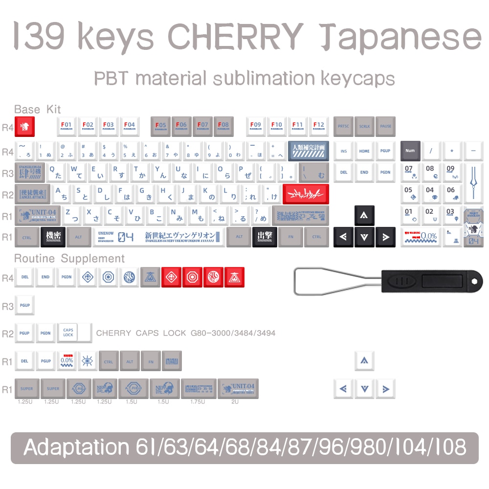 139 keys English Japanese Korean/Russian Cartoon Keycaps Cherry Profile PBT Keycap For GMK Cherry MX Switch Mechanical Keyboard