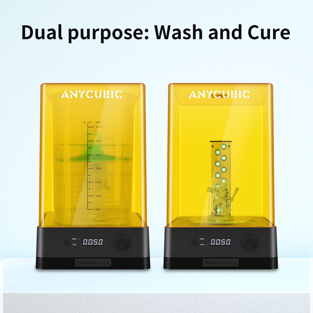 ANYCUBIC Wash & Cure 2.0 For Mars Photon Mono LCD SLA DLP 3D Printer Models UV Rotary Curing Resin Cleaning Machine 2 in 1