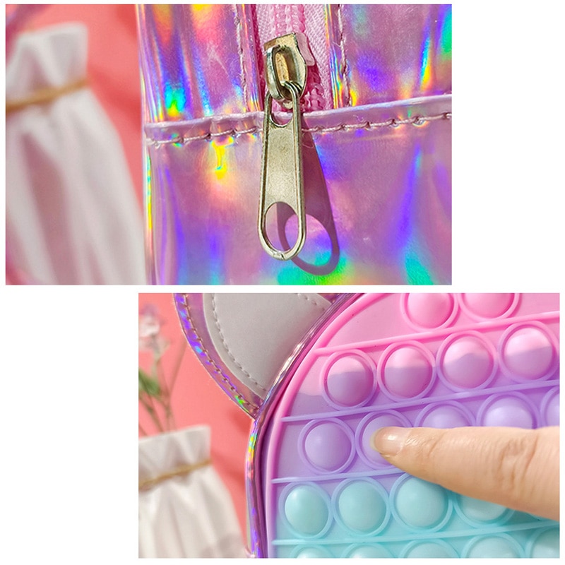 Pop Backpack for Children Girls Push Bubbles Bag Antistress Toys for Kids Student Simple Dimple Crossbody Bags School Backpack