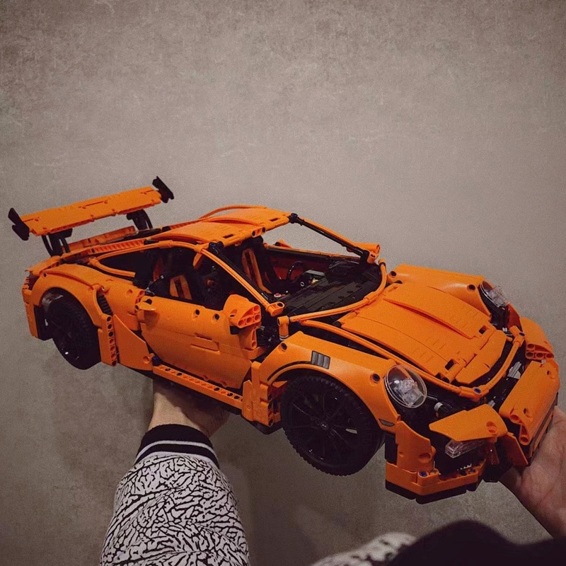 MOC Technical Brick Orange Super SportsCar Model Compatible 42056 Building Blocks Kid Educational Toy Birthdays Gifts Set