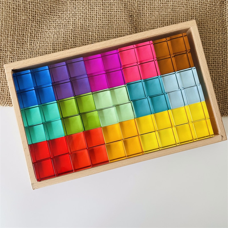 Acrylic Cubes Blocks Gem Blocks Kids Learning Color Light & Shadow Transmission Stacking Toys Baby Montessori Educational Toys