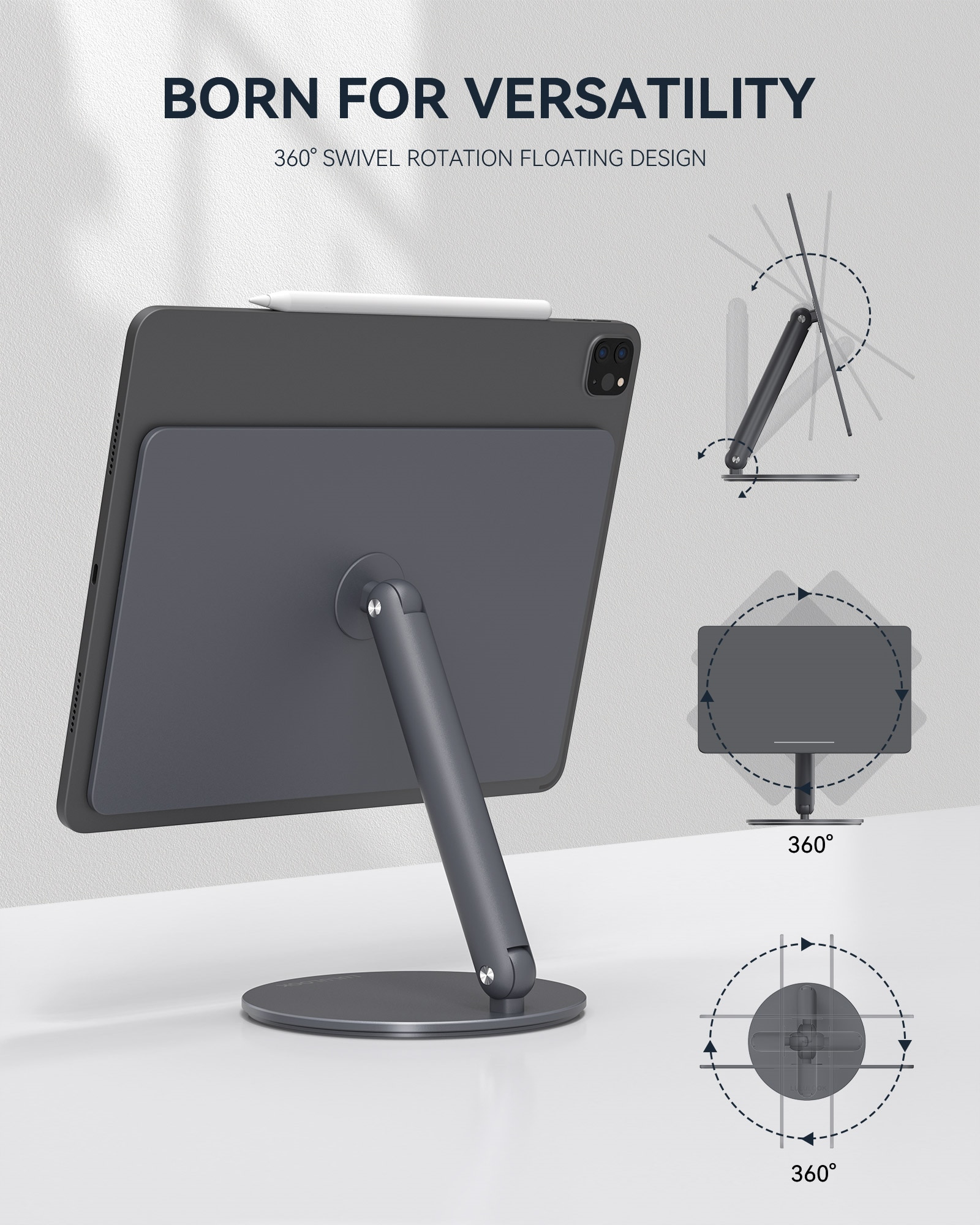 LULULOOK Magnetic Stand For iPad Pro,360° Rotation Base Adjustable Foldable Holder For iPad Pro 12.9/11 iPad Air 5/4th Bracket