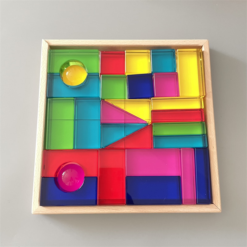 Acrylic Cubes Blocks Gem Blocks Kids Learning Color Light & Shadow Transmission Stacking Toys Baby Montessori Educational Toys