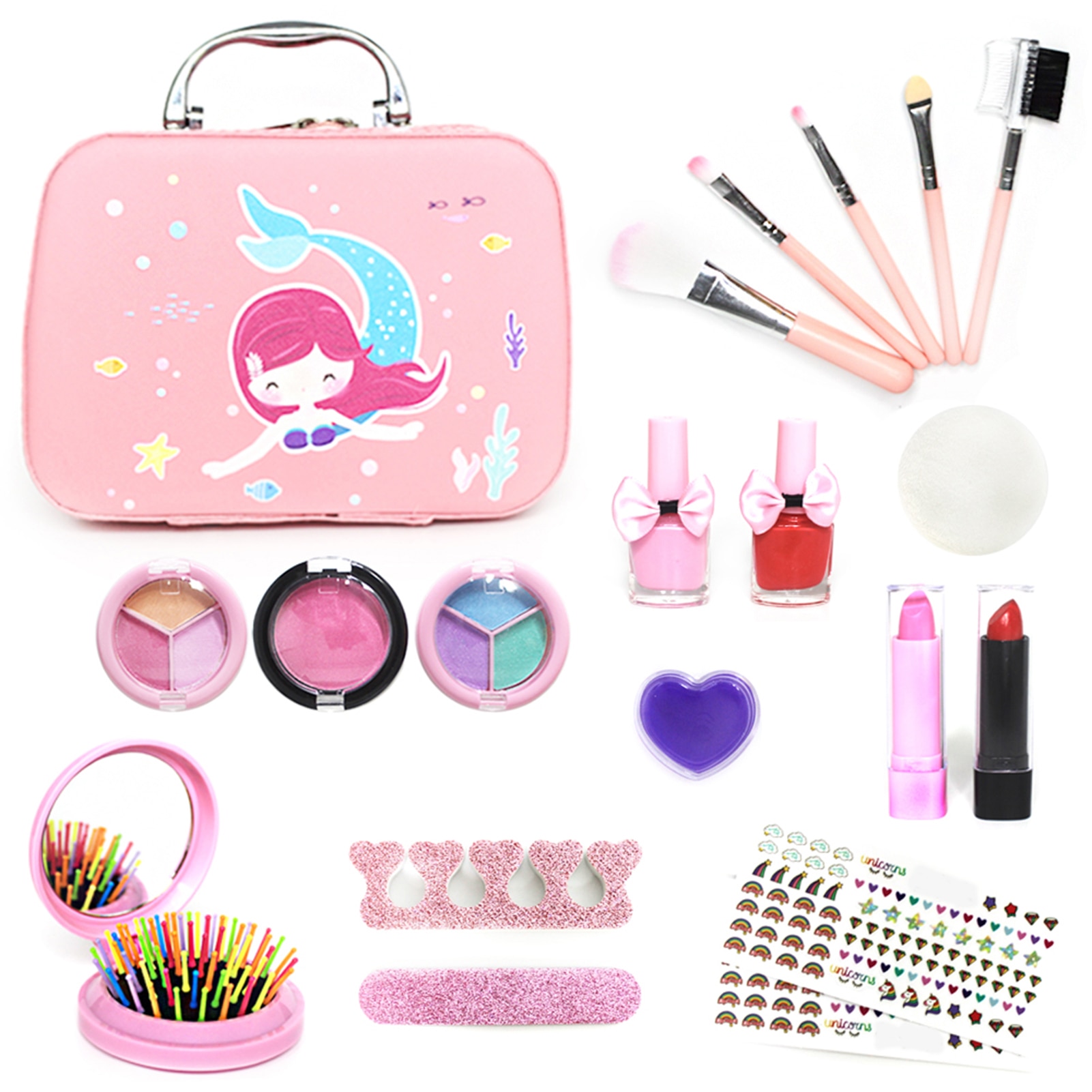 Children Simulation Makeup Set Pretend Play Toys Educational Toys Lipstick Nail Polish Cosmetic Bag Birthday Gift For Ingenious