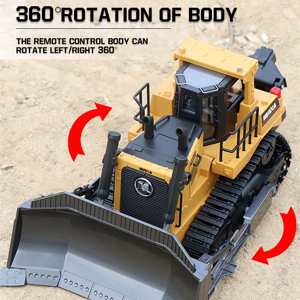 HUINA 1:16 1569 Remote Control Truck 8CH RC Bulldozer Machine on Control Car Toys for Boys Hobby Engineering New Christmas Gifts