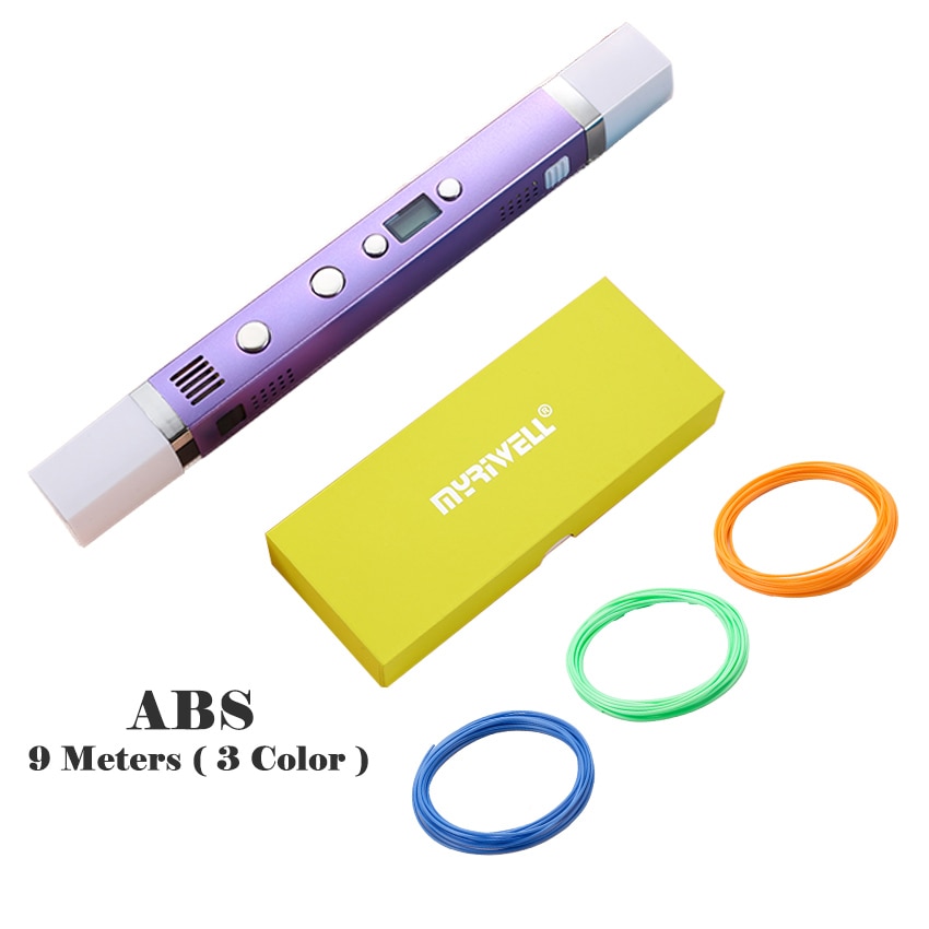Myriwell 1.75mm ABS/PLA DIY 3D Pen LED Screen,USB Charging 3D Printing Pen+100M Filament Creative Toy Gift For Kids Design