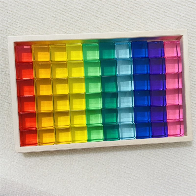Acrylic Cubes Blocks Gem Blocks Kids Learning Color Light & Shadow Transmission Stacking Toys Baby Montessori Educational Toys