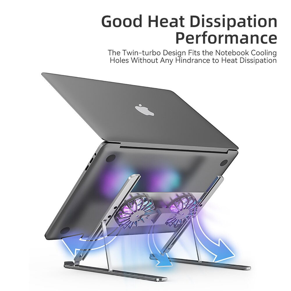 Aluminum Adjustable Laptop Stand For Macbook Computer PC iPad Tablet Support Notebook Stand Cooling Fan Pad Laptop Holder Base