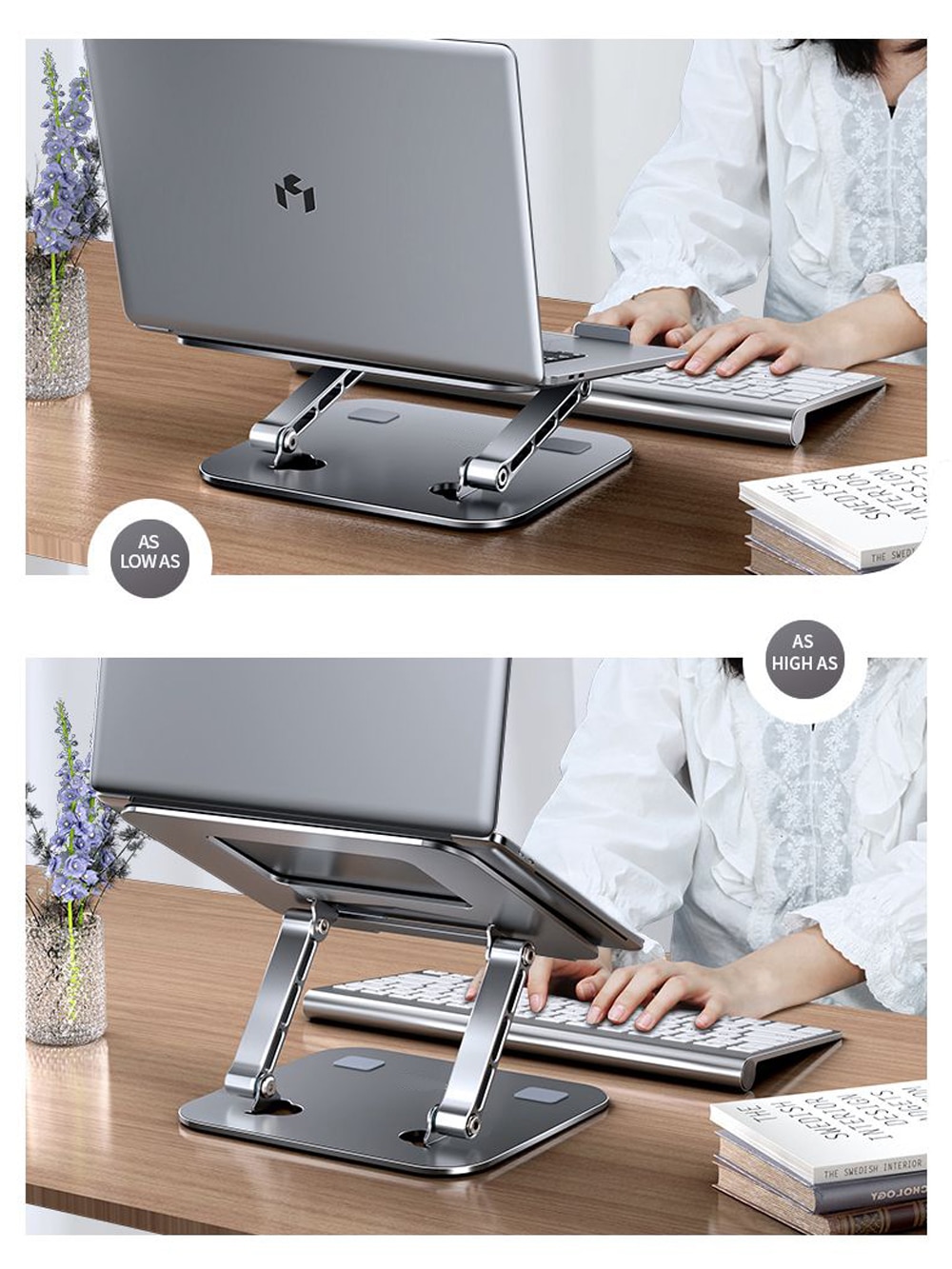 Laptop Stand Adjustable Aluminum Alloy Notebook Stand Compatible With 10-17 Inch Laptop Portable Fold Laptop Riser Holder