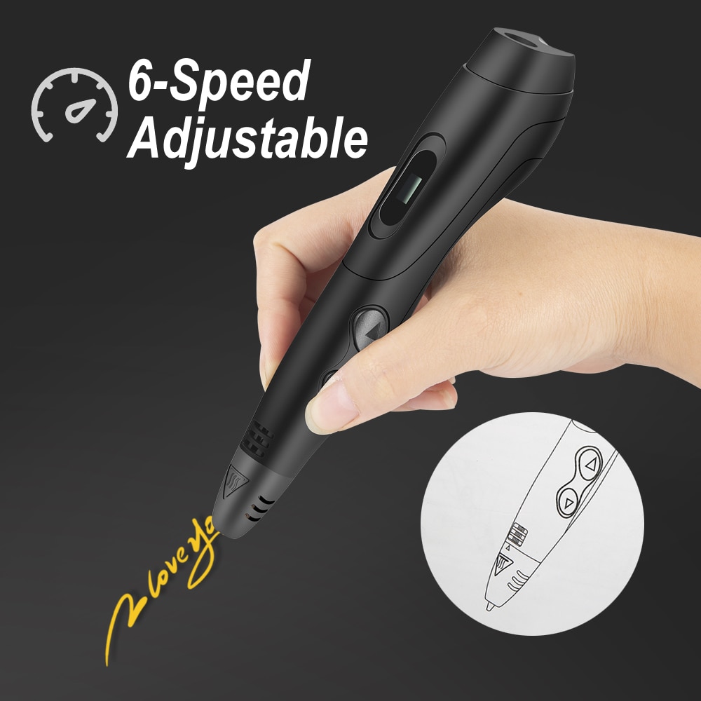 SMAFFOX 3D Pen SMA-1plus With 24 Colors 48 Meter PLA Filament,Professional Printing Pen,6 Speed Level ,Temperature Adjustable