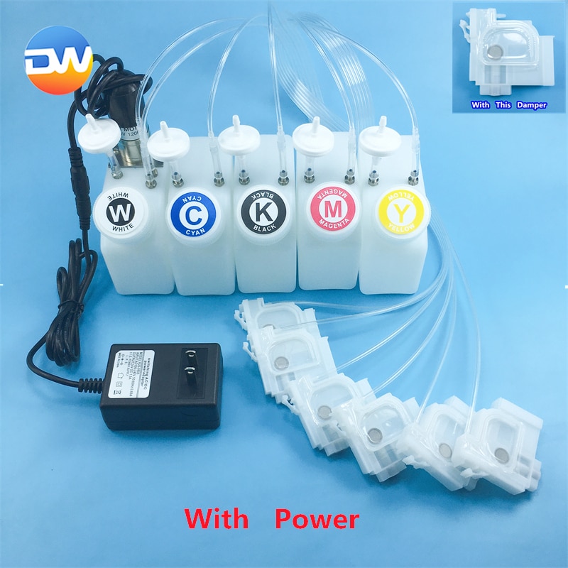 White Ink Ciss System Motor CMYK Color White Tank L1800 L805 Printer Modify Machine Tank with Stirrer DTF 250ml ink tank
