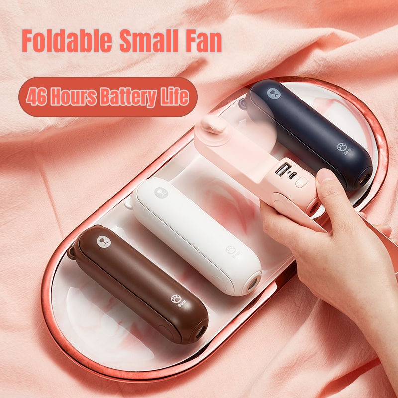 Mini Portable Usb Fan Handheld Electric Fans Rechargeable Silent Pocket Cooling Hand Eventail With Light