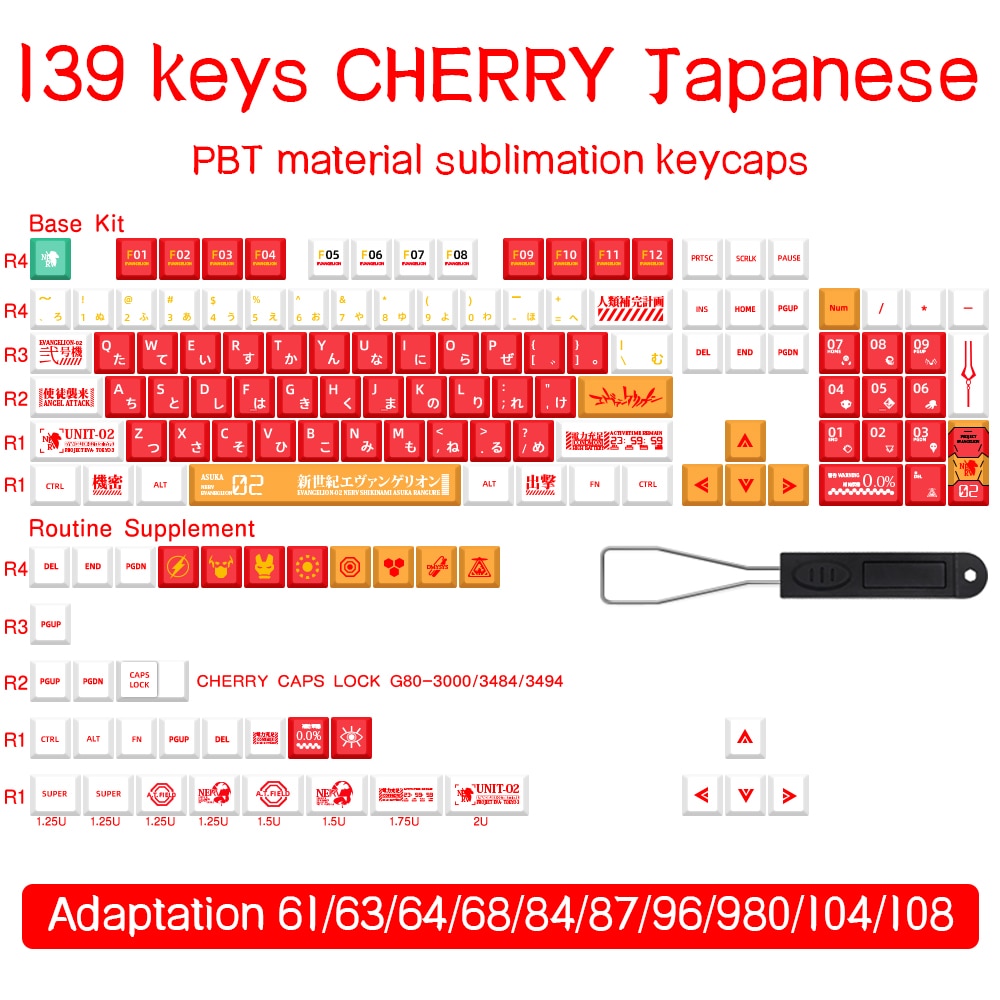 139 keys English Japanese Korean/Russian Cartoon Keycaps Cherry Profile PBT Keycap For GMK Cherry MX Switch Mechanical Keyboard