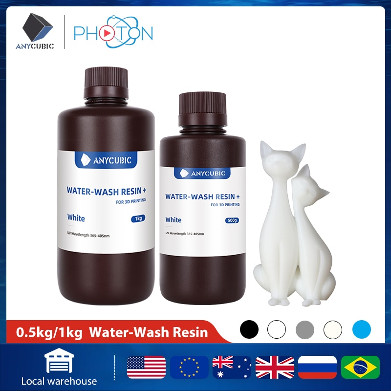 ANYCUBIC Water-Wash 3D Printer Resin  Water-Washable High Precision Low odor And Low Viscosity for LCD resin 3D printers Photon