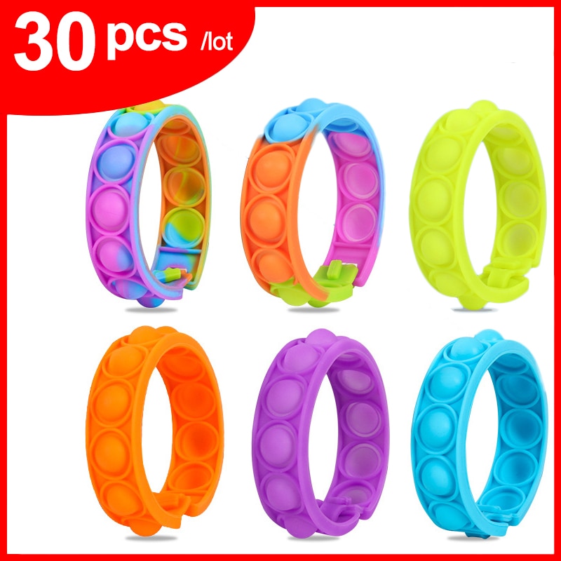 wholesale 30pcs Rainbow Fidget Stress Relief Squeeze Toys for Kid Squishy Sensory Anti Stress Game Hand Simple Dimple Relax