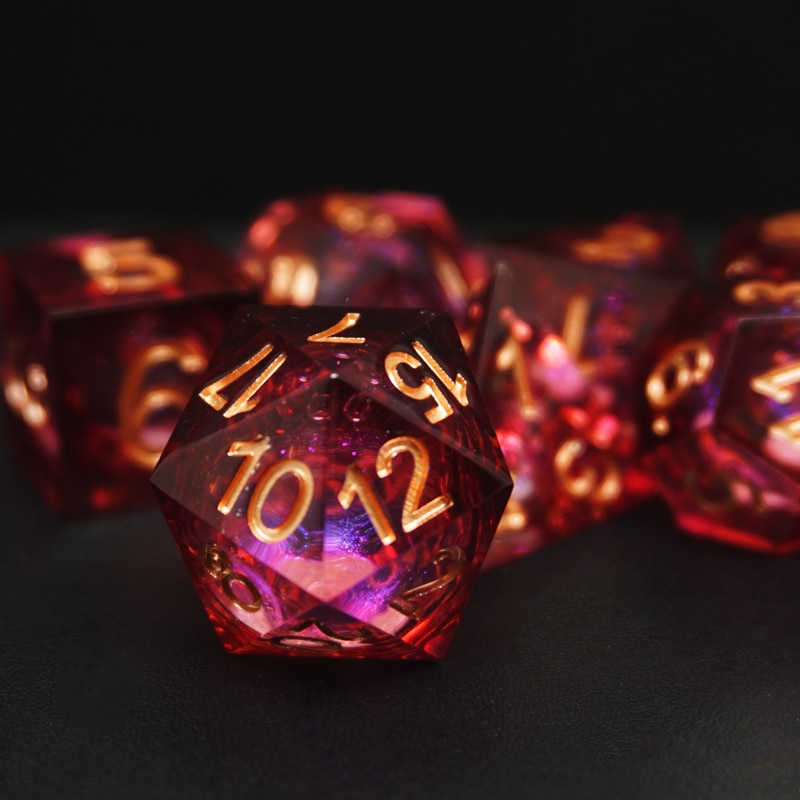 New Clear Liquid Core dice Sets DND Polyhedron Resin Handmade dice sharp dice Quicksand 7pcs
