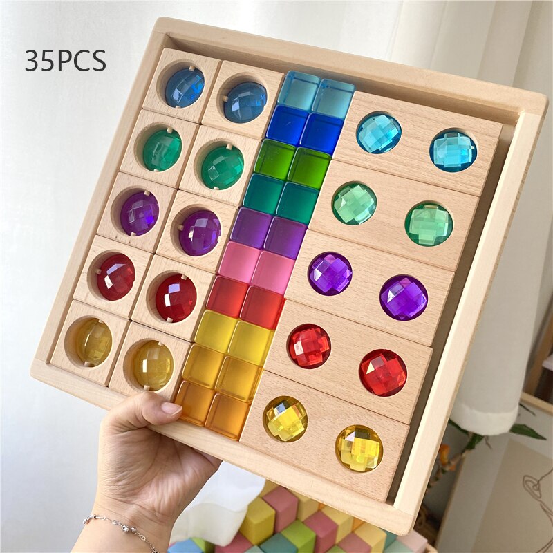 Acrylic Cubes Blocks Gem Blocks Kids Learning Color Light & Shadow Transmission Stacking Toys Baby Montessori Educational Toys