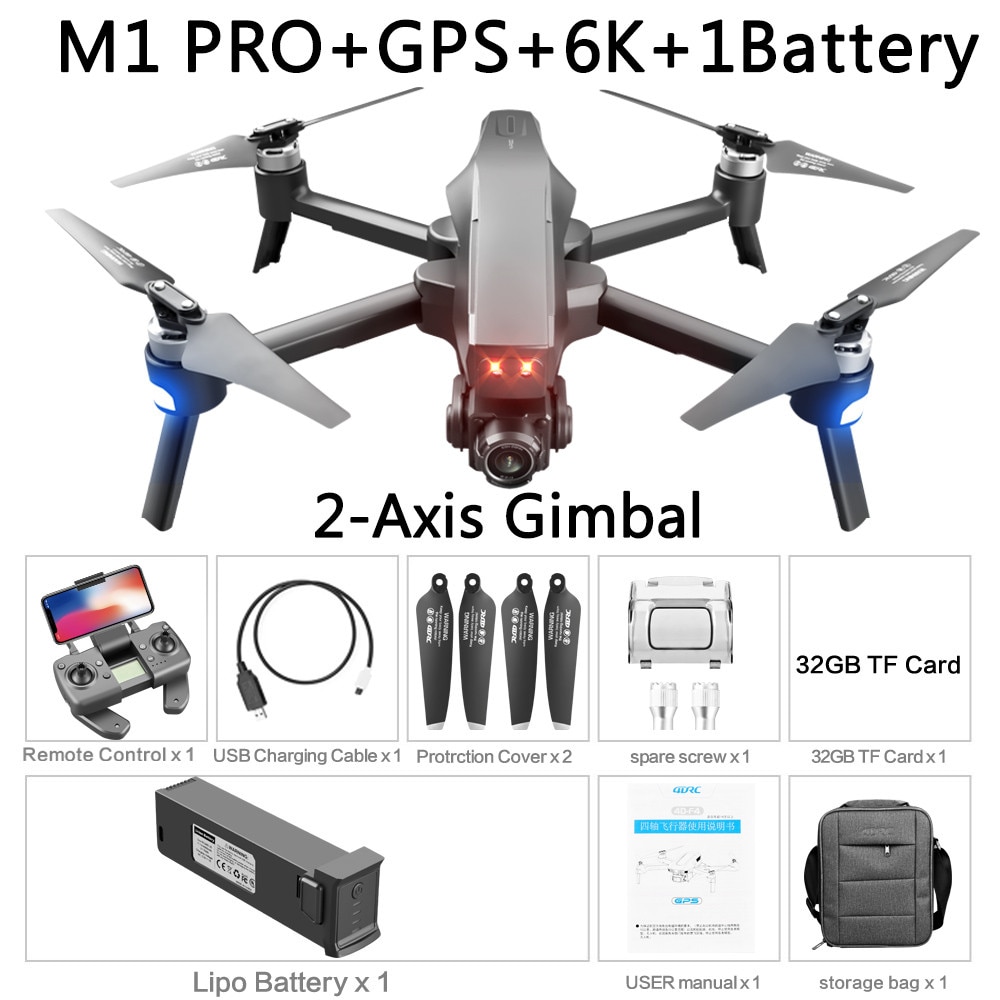 2021 M1 Pro 2 drone 4k HD mechanical 2-Axis gimbal camera 5G wifi gps system supports TF card drones distance 1.6km