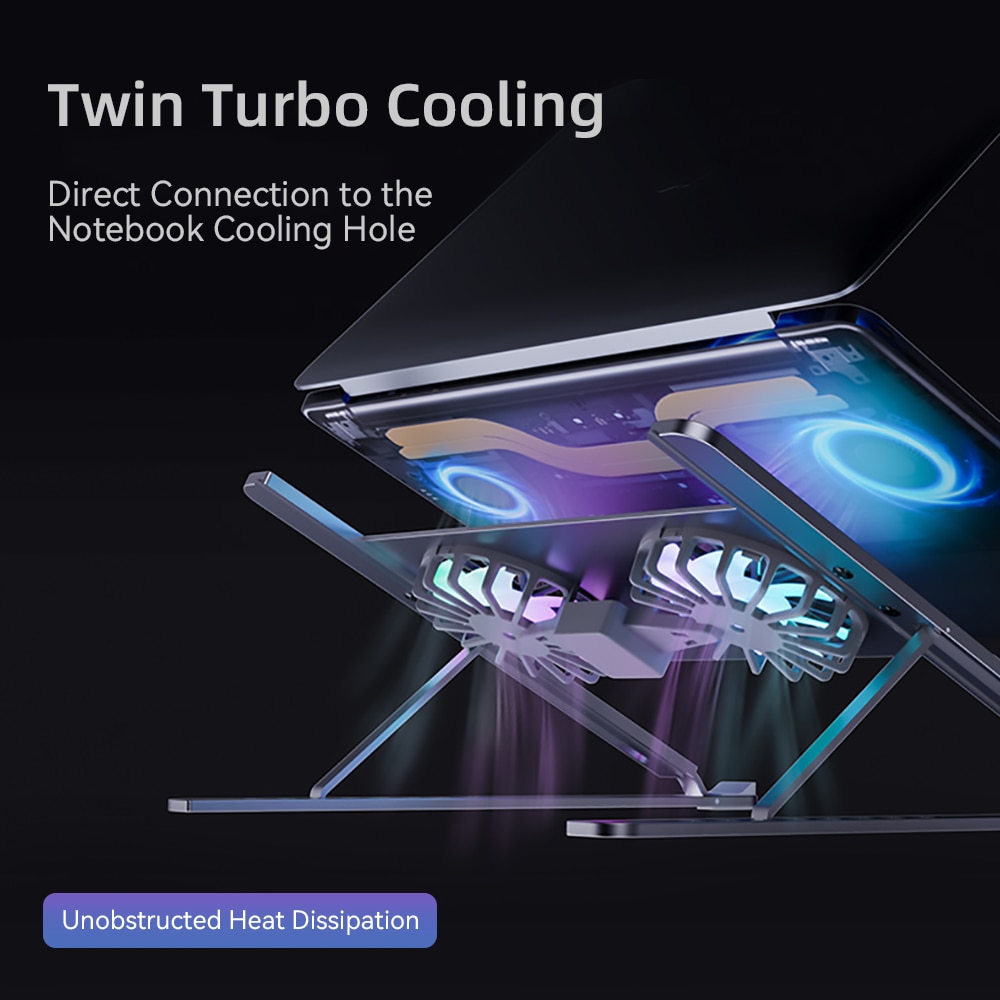 Aluminum Adjustable Laptop Stand For Macbook Computer PC iPad Tablet Support Notebook Stand Cooling Fan Pad Laptop Holder Base