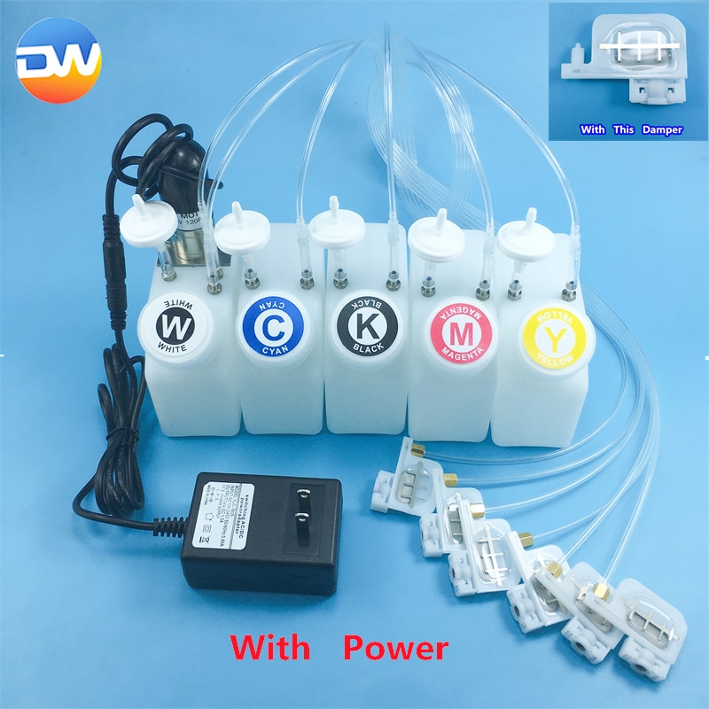 White Ink Ciss System Motor CMYK Color White Tank L1800 L805 Printer Modify Machine Tank with Stirrer DTF 250ml ink tank