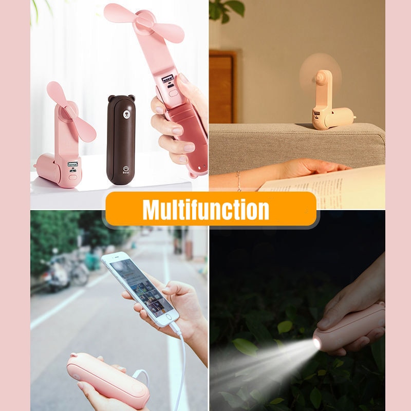 Mini Portable Usb Fan Handheld Electric Fans Rechargeable Silent Pocket Cooling Hand Eventail With Light