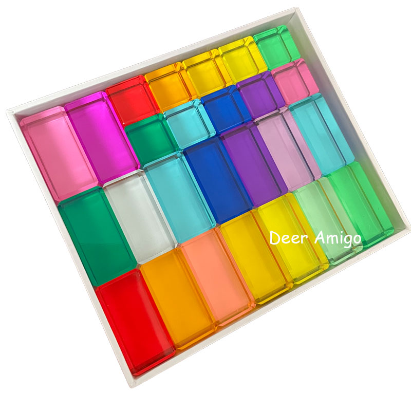 Acrylic Cubes Blocks Gem Blocks Kids Learning Color Light & Shadow Transmission Stacking Toys Baby Montessori Educational Toys
